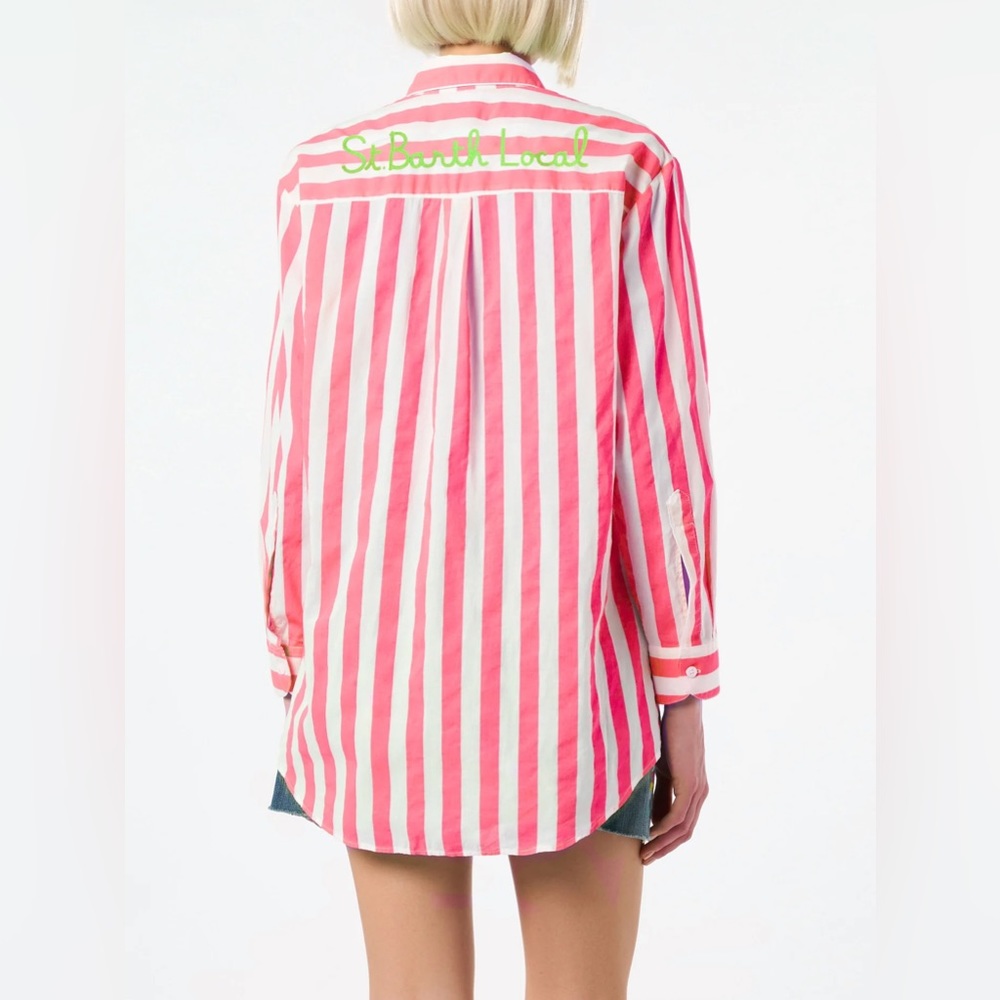 MC2 Saint Barth- Striped Brigitte shirt with St. Barth Local embroidery
